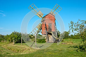 Traditional windmill on Swedish island Oland